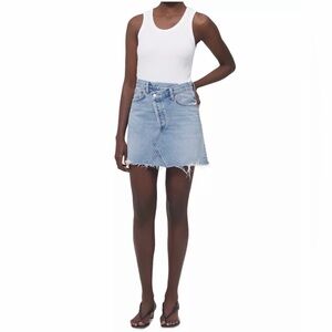 AGOLDE Crisscross Denim Mini Skirt